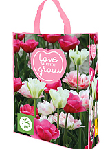 X 1 SHOPPING BAG 30 TULIPA ROZE 'LOVE WHAT YOU GROW!'