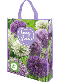 X 1 SHOPPING BAG 20 ALLIUM PAARS/WIT 'LOVE WHAT YOU GROW!'  12/14