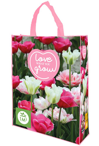 X 1 SHOPPING BAG 30 TULIPA ROZE 'LOVE WHAT YOU GROW!'