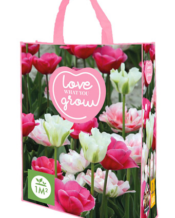 X 1 SHOPPING BAG 30 TULIPA ROZE 'LOVE WHAT YOU GROW!' 11/12